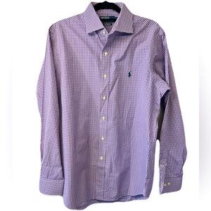 Polo by Ralph Lauren Men's Classic Purple Gingham Shirt Button Down Large 16